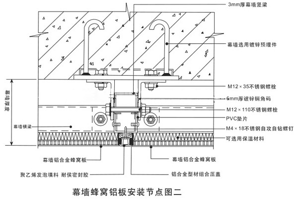 包柱鋁蜂窩板安裝示意圖